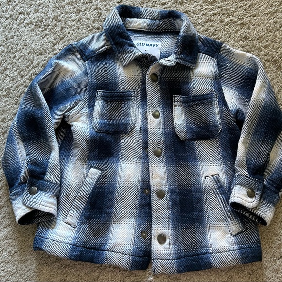 4T Boys Old Navy Blue & White Plaid Jacket - Picture 1 of 2
